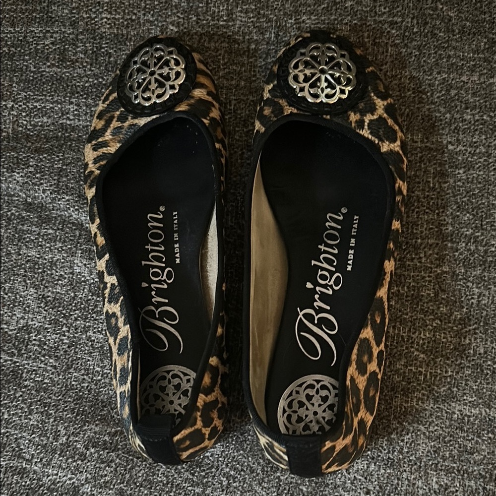 Brighton Leopard Print Flats Brown and Black
